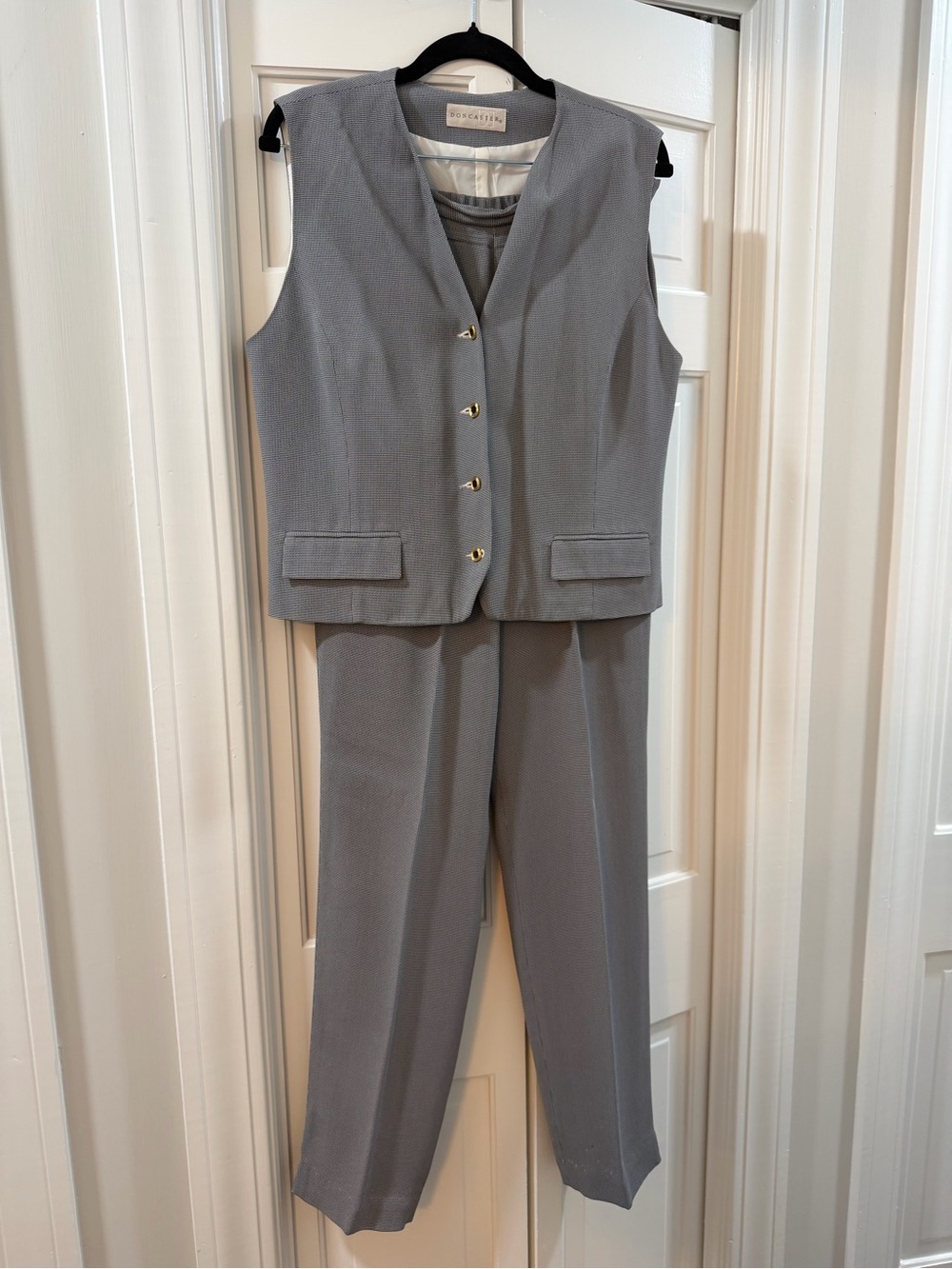 Doncaster Gray Women's Tailored Vest & High-Waisted Pants